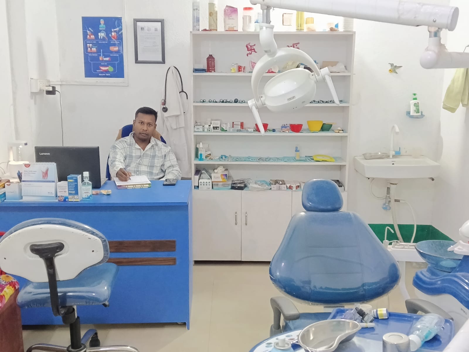 Dentist treating a patient in a modern dental clinic